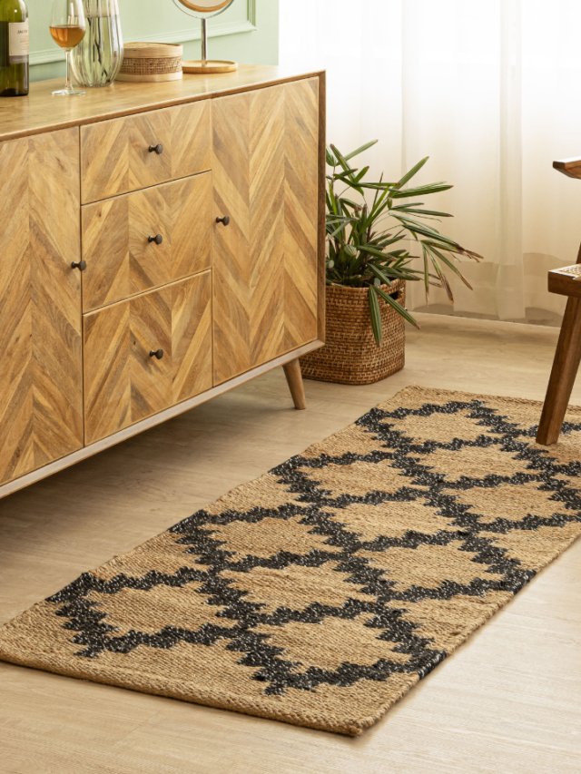 Handwoven Geometric Pattern Hemp Runner Rug – GI Loom